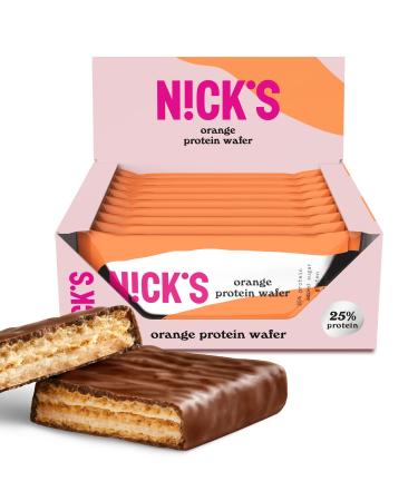 Nicks Protein Wafer Riegel Orange |25% protein |203 calories |Low carb protein bar chocolate snacks without added sugar gluten -free (9 protein bar x 40g) orange 40 g (9 Pack)