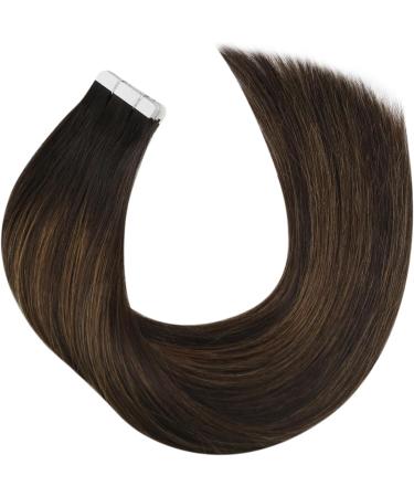 Moresoo 22 Inch Tape in Balayage Brown Human Hair Extensions - Darkest Brown/Chestnut Brown Mix - 20 Pieces/50g - Buy Online on GoSupps.com