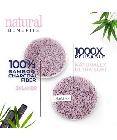 Bamboo Charcoal Makeup Removal Pads - Eco-Friendly Reusable Cleansing Pads - Soft Natural Fiber for All Skin Types - 3 Pack (Pink - Buy Online on GoSupps.com