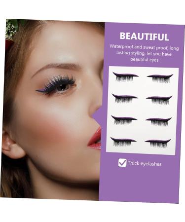 Outanaya Eyeliner Tape Sticker 4 pairs Waterproof Women Liners Decal Eyelid Decals Sparkle Eyelash Stickers for Eyeliner Fake 4x1.5cm Purple - Buy Online on GoSupps.com