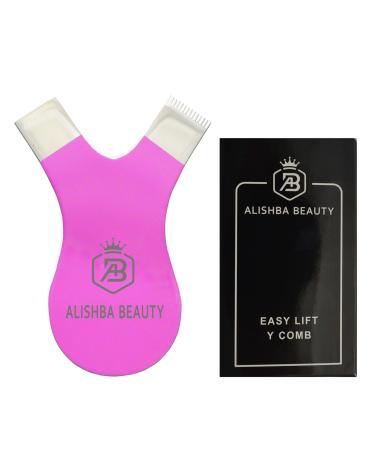 ALISHBA BEAUTY STAINLESS STEEL EASY LIFT Y-COMB SHAPE LASH LIFT BRUSH LASH LIFT PERM TOOL  TINT TOOL  EYELASH LIFT & MAKEUP BEAUTY TOOL FOR LASH GRAFTING (PINK) YCOMB HOT PINK