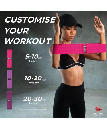 ELVIRE Fabric Resistance Bands Set of 3 - Booty Bands for Women | Exercise Bands for Working Out - Glute Bands Squat Bands | Resistance Loops for Legs - Short Coral & Purple - Buy Online on GoSupps.com