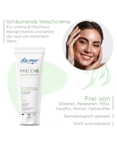 La Mer Med+ Anti-Spot Foaming Washing Cream - Mild Cleanser for Blemished Skin - Talc-Regulating & Antibacterial - Improves Complexion - 100ml - Buy Online on GoSupps.com