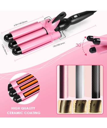 Shop 2021 Hair Curling Iron - 3 Barrel Ceramic Tourmaline Wand | Dual Voltage Crimper for Women & Girls - Perfect Hair Styling Tool - Buy Online on GoSupps.com
