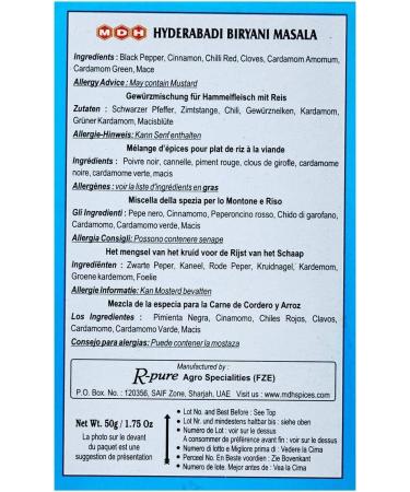MDH Hyderabadi Biryani Masala 50g - Authentic Indian Spice Blend - Buy Online on GoSupps.com