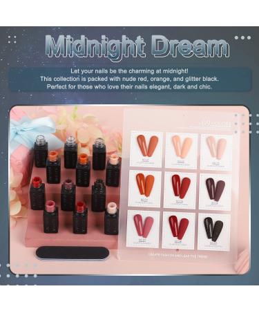 Lavender Violets 13 Pcs Gel Nail Polish Kit - 9 Colors, Base Top Matt Coat, Nail File - Soak-off UV LED Art Design - C960B A-Midnight Dream - Buy Online on GoSupps.com