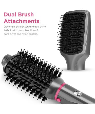 PARWIN PRO BEAUTY 4 in 1 Hair Dryer Brush Set - Hot Air Styler with 4 Attachments for Hair Styling, Ionic Care, Frizz-Free Finish - 1000 Watts (Gray) - Buy Online on GoSupps.com