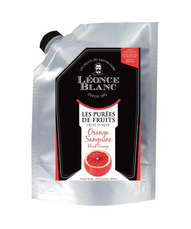 Leonce Blanc Blood orange fruit puree. Easy to store and resealable pouch - 1kg - Perfect for Cocktails Smoothies and Desserts.