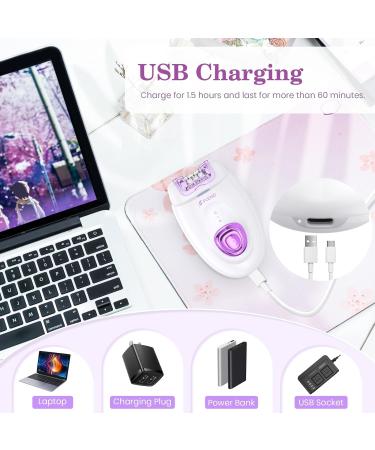Facial Epilator for Women with 2 Speeds - Cordless 2-in-1 Epilator and Shaver with LED Light in Purple - Ideal for Face, Body, Armpit, Bikini, and Leg Hair Removal - Buy Online on GoSupps.com