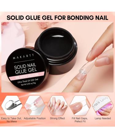 Makartt Solid Nail Glue Gel - Super Adhesive for False Nail Tips | 0.5 fl oz | Long Lasting Lamp Curing Perfect for Salon & Home Use | Clear Nail Art Solution - Buy Online on GoSupps.com