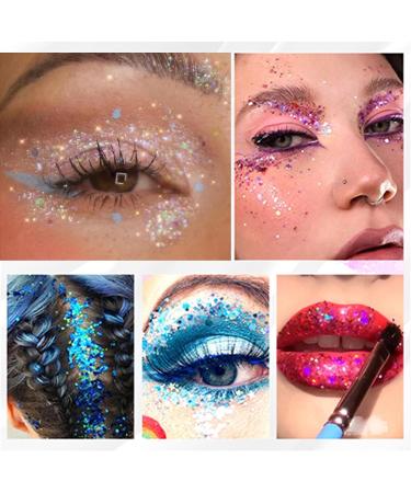 8 Color Body Glitter - Silver & White Self Adhesive Gel | Long-Lasting Cosmetic Glitter for Face Hair Eyes Lips & Nails - Perfect for Festivals & Raves | 46g - Buy Online on GoSupps.com