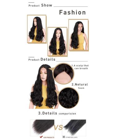 HBINGBING Long Wavy Black Lace Front Synthetic Wig for Women - Heat Resistant Natural Hairline Perfect for African American Style - Buy Online on GoSupps.com