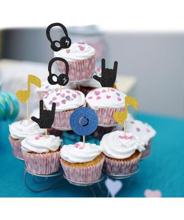 MonMon & Craft Hip Pop Disco Cupcake Toppers/Dancing Cupcake Decor/Children Adults Rock n Roll Birthday Party Cupcake Decorations/Music Concert Party Cupcake Toppers - 24 Pcs Glitter - Buy Online on GoSupps.com