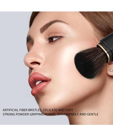 Portable Makeup Powder Brush Retractable Dual Ended Foundation Brush with Soft Bristles and Rotating Handle - Buy Online on GoSupps.com
