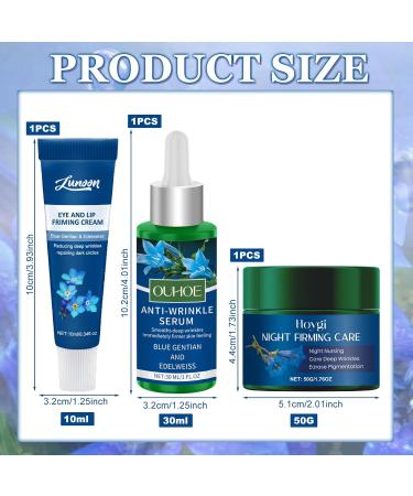 Znnhnn Blue Gentian Set of 3 Organic Firming Night Cream Organic AntiWrinkle Serum and AntiWrinkle Eye & Lip Care Blue Gentian & Edelweiss AntiAging Cream for Women - Buy Online on GoSupps.com