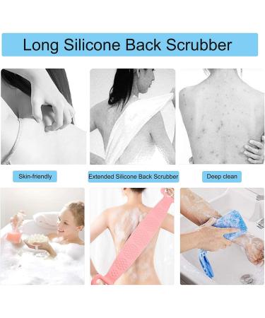 Silicone Back Scrubber Belt 80cm - Extra Long Double-Sided Bath Scrub Strap in Pink - Buy Online on GoSupps.com