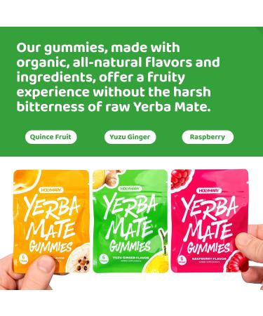 Yerba Mate Gummies - Quince Flavor | Vegan & Non-GMO | Boost Energy & Focus Naturally | Gluten-Free | 6 Count Pack - Buy Online on GoSupps.com
