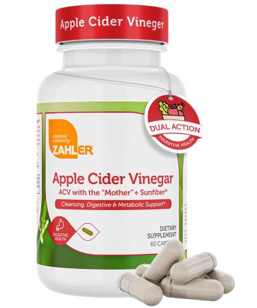Zahler Apple Cider Vinegar Capsules with Fiber Supplement - Cleansing Digestive and Metabolic Support - Healthy Diet and Appetite - Kosher Apple Cider Vinegar Pills - Non GMO ACV Capsules - 60 Count