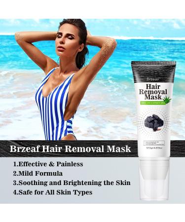 Brzeaf Hair Removal Cream & Charcoal Mask - Effective Painless Depilatory Solution for Legs Bikini Arms & Underarms for Women & Men - Buy Online on GoSupps.com