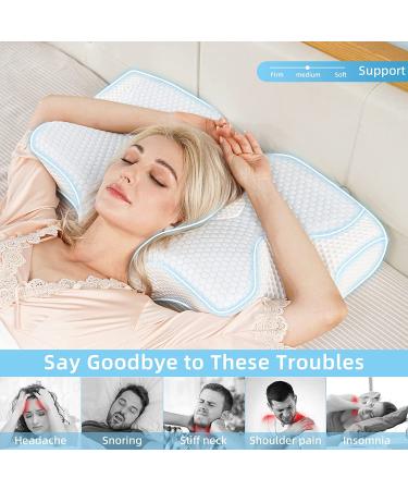 XTX Memory Foam Cervical Pillow - Neck & Shoulder Pain Relief, Orthopedic Contour Support - Blue 23.4 X 13.6 X 4.3 - Buy Online on GoSupps.com