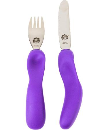 Nana's Manners Stage 3 Cutlery Set - Kids Knife & Fork Set | Ages 3 & Up | Easy-to-Grip Silicone Handles | Non-BPA Purple - Buy Online on GoSupps.com