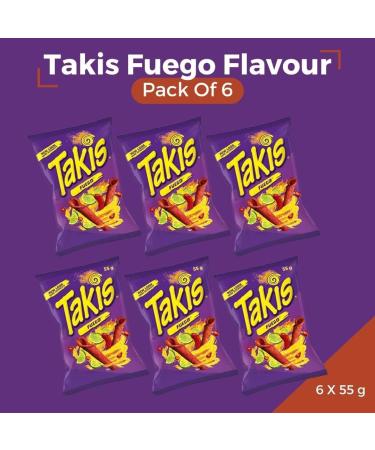 Takis Fuego 55g (PACK OF 6) - Takis Fuego Chilli Pepper and Lime Corn Chips - UK product - Multipack  - Buy Online on GoSupps.com