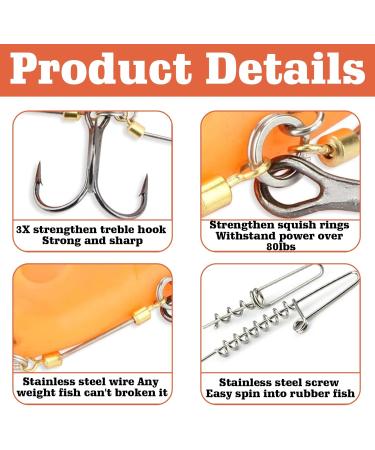 Toatelu 3-Piece Stinger Hook Set with Leader System & 5 Interchangeable Weights for Rubber Fish Jigkopf for Baits 10-18cm (S M L) | International Shipping Available - Buy Online on GoSupps.com