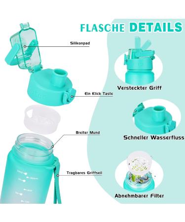 Buy Aoprel 1L BPA-Free Tritan Water Bottle - Leak-Proof Sport Bottle for Fitness Hiking & Camping - Green Pink Color Gradient - Buy Online on GoSupps.com