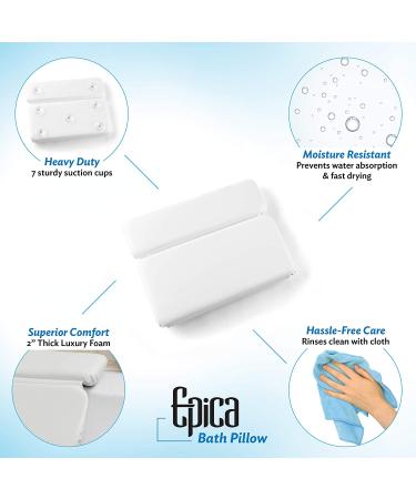 Epica Luxury Bathtub Pillow - Non-Slip Waterproof Cushion with Suction Cups for Ultimate Comfort in the Bath | Head & Neck Support for Women & Men - Ideal for Hot Tubs, Spas, and Relaxing Baths - Buy Online on GoSupps.com