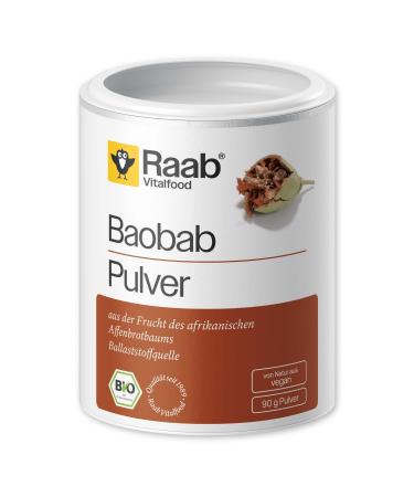 Raab Vitalfood Raab Vitalfood Organic Gluten-Free Vegan Baobab Fruit Powder Manufactured and Laboratory Tested in Germany Ground Fruit Powder 1 Pack (1 x 90 g)