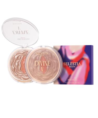 Highlighter Makeup Powder Divine V - Highlighter Powder for Radiant Glow - Face Highlighter for All Skin Tones - Easy-to-Apply Powder Highlighter 0.53 Oz