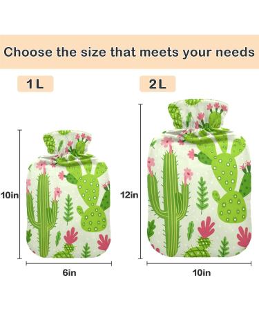 NAANLE 2L Cartoon Cactus Hot Water Bottle - Pain Relief for Menstrual Cramps Hand & Foot Heat Therapy | Transparent Design - Buy Online on GoSupps.com
