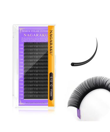 Nagaraku single eyelashes Individual eyelash extension permanent volume eyelashes eyelash extensions gently of course matt black single size (thickness 0.12 c curl 11mm) 11mm 0.12 c - Buy Online on GoSupps.com