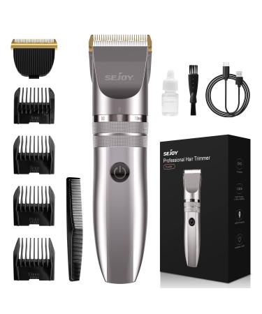 Sejoy Hair Clippers for Men Cordless Hair Trimmer Zero Gapped Clippers for Men Women Kids Barbers Kit for Household Rechargeable Silver