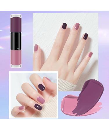 Pink Nail Polish Set Nude Quick Dry Nail Polish Long Lasting Nail Varnish 2 in 1 Gray Pink & Purple Nail Polish Kit No UV Need Natural Classic Nail Polish DIY Nail Art Manicure Gift for Women - Buy Online on GoSupps.com