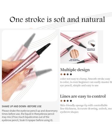 GCVSE Eyebrow Pencil Microblading Eyebrow Pencil with 4 Micro-Fork Tips Long-Lasting Brow Waterproof Smudgeproof Brow Pen - Easy Creation of Natural Looking Defined Eyebrows (Black) - Buy Online on GoSupps.com