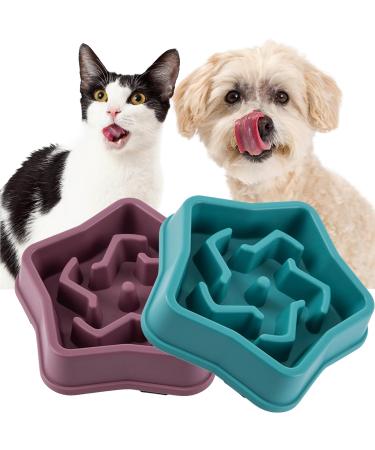 Vealind Slow Feeder Dog Bowl Interactive Medium Small Dogs Pet Bowls to Slows Down Eating Prevent Obesity Green Purple