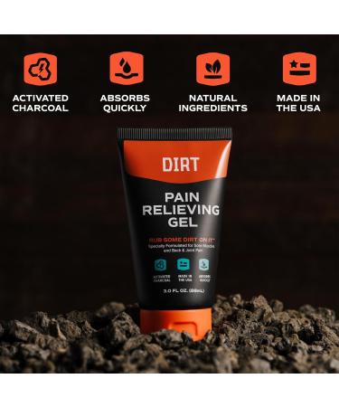 Dirt Pain Relieving Gel - Sore Muscles, Backaches, Strains, Bruising, Sprains & Joint Relief - Professional Strength - Arnica Montana - Activated Charcoal - Eucalyptus Oil & Menthol - 3 fl. oz 1 Pack - Buy Online on GoSupps.com