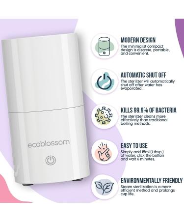Ecoblossom Menstrual Cup Sterilizer - Automatic Steam Cleaner for Period Cups - Kills 99.9% of Germs - 1 Count - Buy Online on GoSupps.com