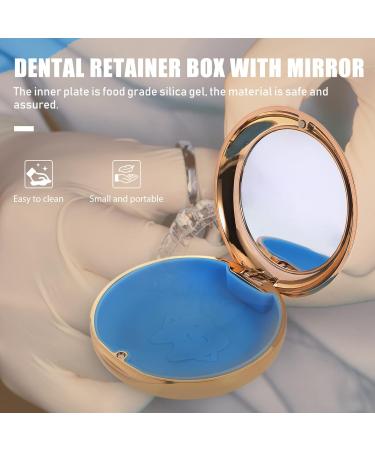 Healifty Portable Denture Retainer Case with Mirror - Travel Aligner Storage Box in Golden - Buy Online on GoSupps.com