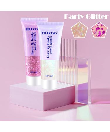 Buy Pamiyo Glitter Gel 2x50ml - White & Pink Face Body Nail Sequins for Festive Occasions | Mermaid Liquid Eyeshadow - Buy Online on GoSupps.com