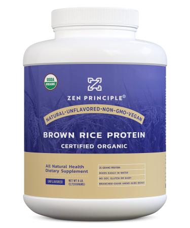 Organic Brown Rice Protein 6 LB. USDA Certified Organic. Unflavored. 26 G. Protein Per Serving. Non-GMO. No Soy, Gluten or Dairy. Natural. Vegan. Ultra-fine Powder Mixes Easily in Drinks. 6 Pound