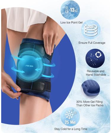 Niksa Gel Ice Pack for Knee Pain Relief - Reusable Cold Compress Therapy for Injuries, Swelling, Bruises - Ideal for Meniscus Tear, ACL, Surgery - Navy - Buy Online on GoSupps.com