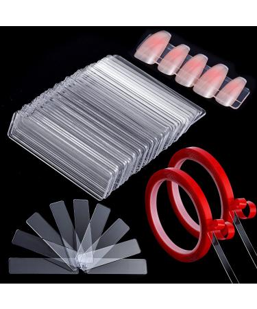 150 Pcs Transparent Nail Stand Nail Art Display Stand Press On Nails Packaging Fake Nails Display Stand with 2 Rolls Double Sided Tapes for Salon Home Office Decor