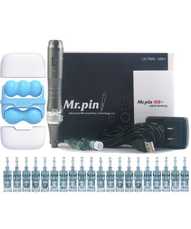Advanced Dermapen Mr.Pin Ultima M8 Plus - Wireless With 20 Different Cartridges and Ice Massage Wheel - For Skin Care and Hair care