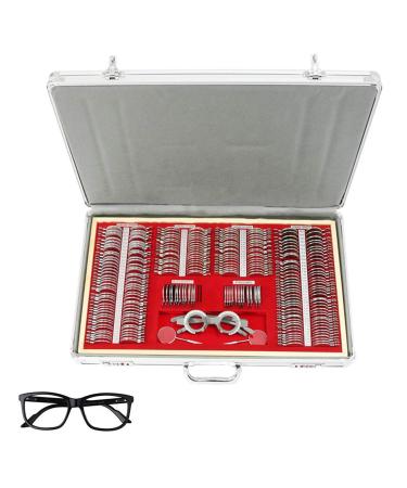 Optical Trial Lens Set 266 PCS Trial Lens Set Trial Frame Metal Rim Ophthalmic Lenses w/Metal Rim Aluminum Case+Free Trial Frame