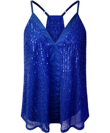 Ronony Women's Sexy Shoulder-Free Tank Top - Sleek Bodysuit with Sequin Neckline for Parties & Nightclubs - Blue XL - Buy Online on GoSupps.com