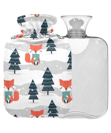 Naanle Christmas tree fox hot water bottle with reference warm and cold therapy Transparent hot water bottle 1l hot hot water bottle for bed handfoot warmer pain relief
