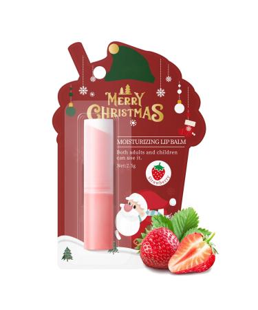 Christmas Moisturizing Lip Balm Moisturizes Dry Chapped Lips Lip Butter For Lock In Moisture Hydrated Lips Essential Lip Care 12hr Long Lasting Moisture Stocking Stuffers For Women - Strawberry