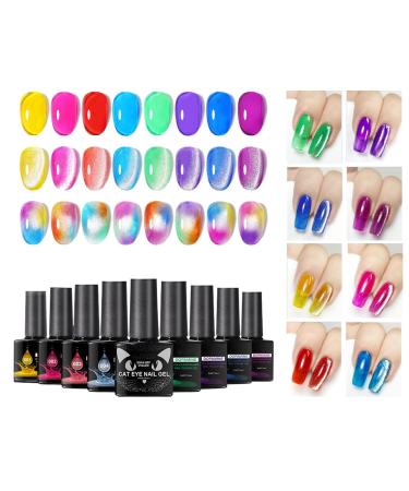 Stylish Gel Polish | Beginners Nail Gel | Glitter Nail Polish Neon Cat Eye Gel Polish Magnetic Cat Eye Gel Polish UV Gel Nail Polish Sparkling Gel Polish High Gloss Gel Polish Perfect Use for Nai